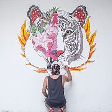 Mural para coworking El Altillo Valencia. Un progetto di Belle arti, Illustrazione tradizionale, Pittura e Street Art di Javier Navarro Romero - 29.11.2016