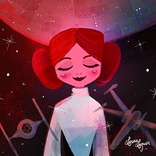 Leia is with the stars. Un projet de Cinéma, Conception de personnages et Illustration traditionnelle de Lorena Loguén - 29.12.2016