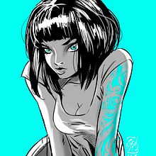 Chica y tattoo.. Un progetto di Illustrazione tradizionale di Josep Giró - 12.01.2017