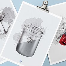 Sketches Volkswagen. Een project van  Art direction,  Ontwerp, Auto-ontwerp, Grafisch ontwerp, Industrieel ontwerp, Traditionele illustratie y  Reclame van Gastón Bruno - 12.01.2017
