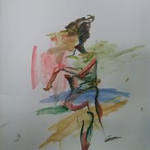 Ilustración. Studies on the human body. Acuarela, tinta, conté. . Fine Arts, and Traditional illustration project by Irene Ballesteros Alcaín - 01.22.2017