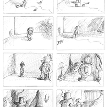 Storyboard. "Monstruo", escena para stop motion. Tinta. . Animation, Fine Arts, Film, Video, TV, Comic, Art Direction, Traditional illustration, Stop Motion, and Video project by Irene Ballesteros Alcaín - 01.22.2017