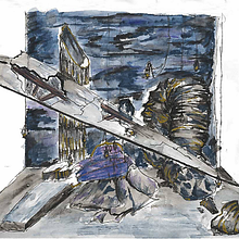 Escenografía y diseño de vestuario. "Caricias" de Sergi Belbel.. Un proyecto de Bellas Artes, Dirección de arte, Diseño, Diseño de vestuario, Escenografía e Ilustración tradicional de Irene Ballesteros Alcaín - 22.01.2017
