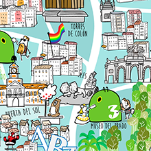 Recicla a la madrileña - Mapa de Madrid. Traditional illustration project by Miguel Martínez-Vilanova - 11.30.2016