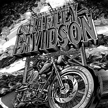 Harley Davidson . Traditional illustration, T, and pograph project by Abraham García - 02.17.2017