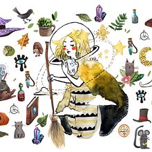 INKTOBER 2016 - Brujas. Fine Arts, Design, Character Design, Costume Design, Traditional illustration, and Painting project by Verónica Gonzalez - 10.01.2016