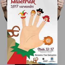 cartel de carnaval de San Sebastian. Graphic Design, and Traditional illustration project by Gabriel Fernández - 01.06.2017