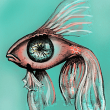 Ojo de pez. Traditional illustration project by Giannina Guido - 03.28.2017
