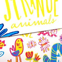 Strange animals | Stickers children card. Ilustração tradicional, e Lettering projeto de Mónica Toledo - 28.03.2017