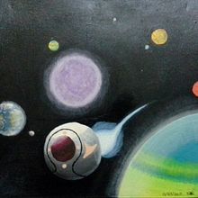 traveling saiyan ship. Painting project by Juan Ceron Alvarado - 03.30.2017