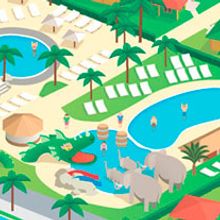 Mapa vector Cambrils Park y Sangulí Salou Resort. Traditional illustration, and Vector Illustration project by Bronco Studio - 11.03.2016