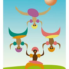 Circo: danzantes, funambulistas, equilibristas... . Traditional illustration project by Almudena López - 04.03.2017