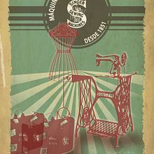Cartel retro "Singer". Fine Arts, Design, and Traditional illustration project by Lara Cuerdo Cabrera - 04.04.2017