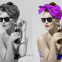 Coloreado de foto Pin Up y su Cartel "Bébete la vida". Fine Arts, Photograph, and Traditional illustration project by Lara Cuerdo Cabrera - 04.04.2017