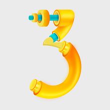 Bionic Numbers. No 3. 3D, Art Direction, Design, Graphic Design, Writing, Traditional illustration, and Lettering project by Maikel Martínez Pupo - 04.15.2017