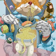 Sushi eater [print edition]. Un proyecto de Bellas Artes, Diseño, Diseño de personajes e Ilustración tradicional de Dhani Barragán - 24.04.2017