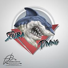 Mad Shark - Scuba Diving. Character Design, and Traditional illustration project by Martin Mariano Hernandez Tena - 04.25.2017