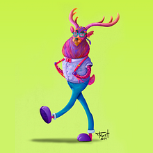 Lindo el venado del Funk (Diseño de personaje). Animation, Comic, Art Direction, Design, Character Design, and Traditional illustration project by Felipe Vasconcelos - 05.15.2017