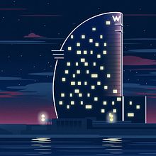 W Barcelona. Architecture, Graphic Design, Traditional illustration, and Vector Illustration project by Juan Sierra - 05.18.2017