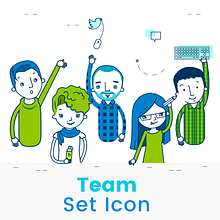Team set icon. Un proyecto de Diseño de personajes e Ilustración vectorial de Ana Roca - 30.05.2017