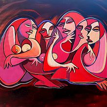 La Mujer, su belleza y sus moods. el artista como admiración a la mujer, ha creado la colección de pinturas “belleza y humor”.. Street Art, Fine Arts, Design, Traditional illustration, and Painting project by Joe Cortés - 02.06.2018