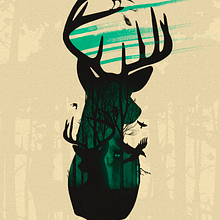 Ilustración Personal : El cuervo y el ciervo. Design, Graphic Design, and Traditional illustration project by Gustavo Chourio - 06.06.2017