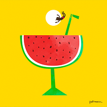 Watermelon pool. Animation, and Traditional illustration project by Pedro Meca - 06.14.2017