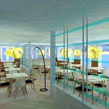 Bar y restaurante . Un proyecto de 3D, Diseño, Diseño de iluminación y Diseño de interiores de Patricia Martín García - 27.10.2017