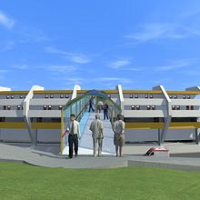 PUENTE PEATONAL, ESTADIO MORELOS, MORELIA, MICHOACÁN. . % icd (Instituto de Competencias Digitales) tarafından hazırlanan Mimarlık projesi - 06.15.2017