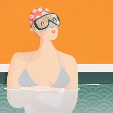 Cartel Piscina. Design, and Traditional illustration project by Pedro Alón - 06.13.2017