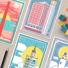 Skyline en Málaga - Set de postales. Een project van Architectuur, Traditionele illustratie y Vectorillustratie van Estudio Extramuros - 18.06.2017