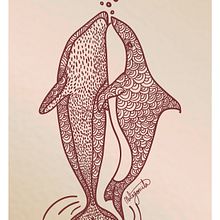 LOVE OF WHALES . Arte plastice, Design grafic & Ilustrație tradițională de Beatriz Segovia Martín - 06.23.2017