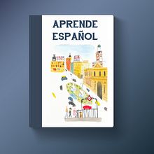 Cover Design: Learn Spanish. Graphic Design, and Traditional illustration project by Marina Turmo - 02.03.2017