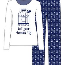 Diseño de pijama "Let your dreams fly". Graphic Design, T, and pograph project by Ángela Gutiérrez García - 07.06.2017
