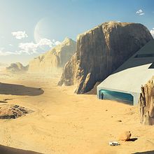 Desert planet - Matte painting. Photograph, Traditional illustration, Film, and Collage project by Jose Miguel Gordaliza - 07.20.2017