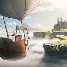 Castle in the sky - Matte painting. Photograph, Traditional illustration, Film, and Collage project by Jose Miguel Gordaliza - 07.20.2017