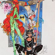 las sirenas de gotham/ gotham city sirens. Traditional illustration project by El Lino de Adàn AR - 07.20.2017