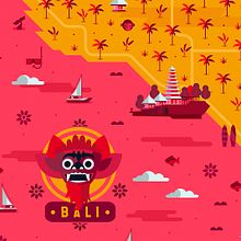 Map of Bali. Design, Traditional illustration, and Vector Illustration project by Hgo Bridge - 07.20.2017