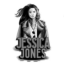 Mi Proyecto del curso: Técnicas de grabado digital - Jessica Jones - Marvel. Graphic Design, Vector Illustration, Screen Printing, T, and pograph project by Brenda Palavicino - 08.02.2017