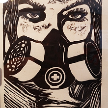 Linóleo 1 tinta /Apocalypse Megan Fox/ Trabajo de Clase . Un proyecto de Ilustración tradicional de Rubén Valle - 13.10.2014