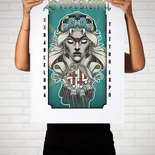 Póster alternativo para Barcelona Tattoo Expo. Un progetto di Design, Graphic design, Illustrazione tradizionale e Illustrazione vettoriale di Oscar Rabat - 16.08.2017