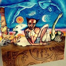 Otro trabajo que he hecho anteriormente "Bastet y otras mitologías egipcias". Ilustração tradicional projeto de #carmelidibuja - 20.11.2016
