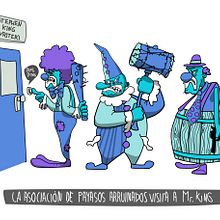 Los payasos hacen una visita sorpresa a Stephen King. Character Design, and Traditional illustration project by Javier García García de Iturrospe - 08.22.2017