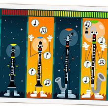 Planeta Clarinet App (iOs y Android). Un progetto di Direzione artistica, Progettazione di giochi, Illustrazione tradizionale e Illustrazione vettoriale di Xavi Ramiro - 30.08.2017