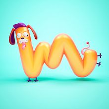 Morthimer, el perro salchicha ( Proyecto del curso: Lettering 3D de @zigor ). Un proyecto de 3D e Ilustración tradicional de Cocavet - 30.08.2017