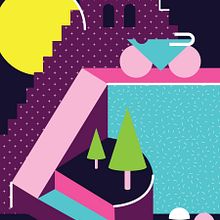 Frankfurt at night. Traditional illustration, and Vector Illustration project by Luisa Sirvent - 09.13.2017