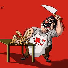 El carnicero y su mascota. Animation, Character Animation, Comic, Character Design, and Traditional illustration project by Miguel Camacho Gordaliza - 09.09.2017