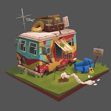 The Camp of the Hippies. Un proyecto de 3D y Diseño interactivo de Julia Rangel - 16.09.2017