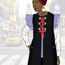 Ilustración de moda OI17 "Maxi chaleco" . Design, Graphic Design, and Traditional illustration project by Lara Cuerdo Cabrera - 09.18.2017