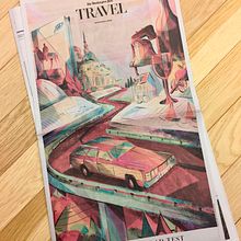 Portada para The Washington Post. Suplemento de viajes. . Un proyecto de Diseño editorial e Ilustración tradicional de Jesús Escudero - 18.09.2017